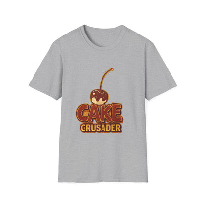 Cake Crusader Unisex Softstyle T-Shirt, Funny Dessert Tee, Gift for Bakers, Birthday Celebration, Foodie Humor Shirt