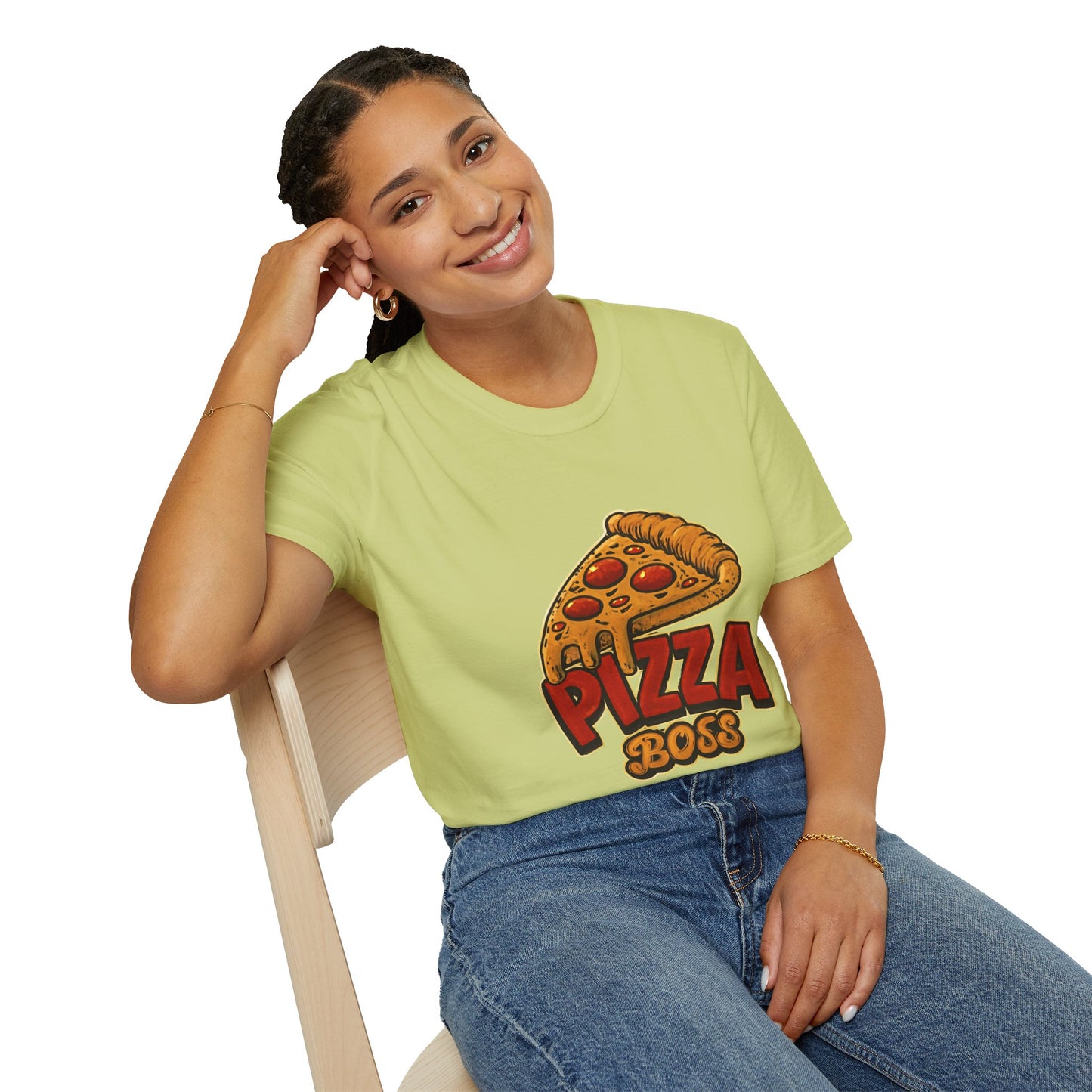 Pizza Boss Unisex Softstyle T-Shirt - Fun Foodie Gift, Casual Wear, Kitchen Enthusiast, Birthday Present, Pizza Lover Apparel