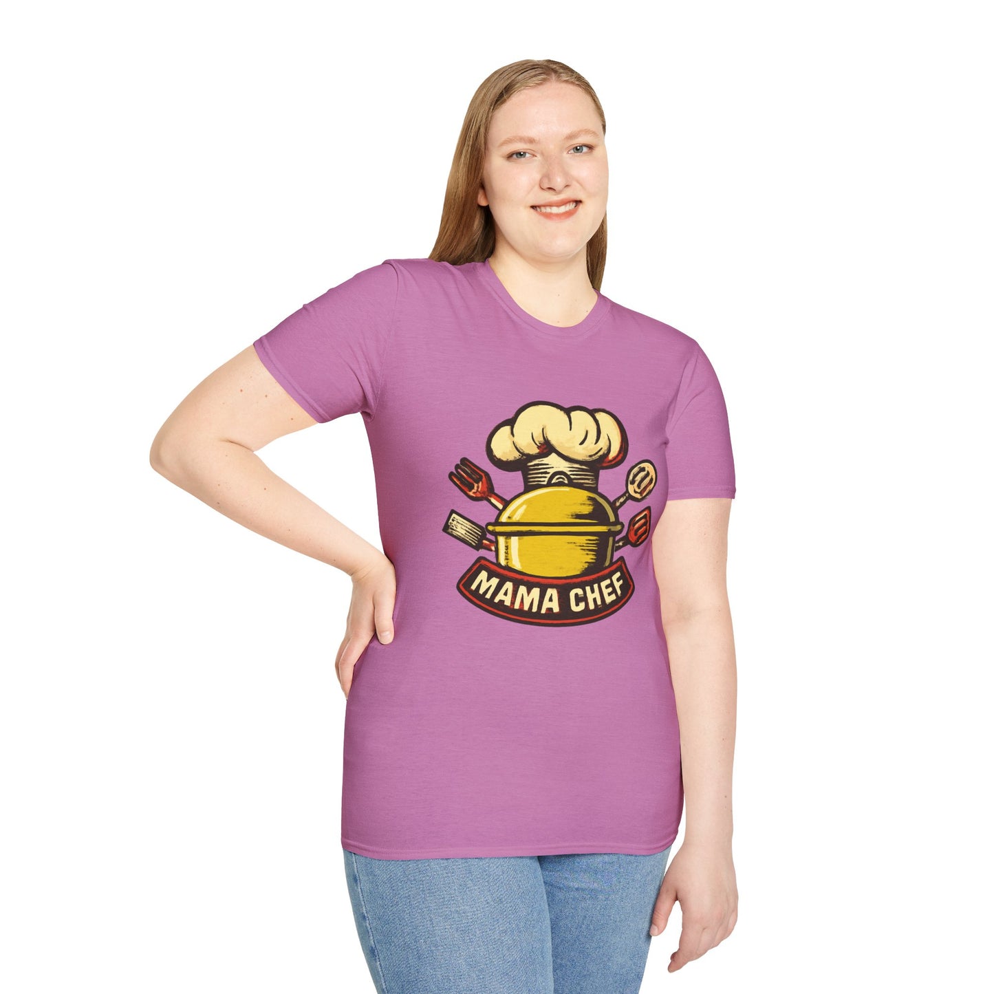 Mama Chef Unisex Softstyle T-Shirt, Cooking Gift, Foodie Apparel, Chef Shirt, Kitchen Lover Tee, Culinary Humor