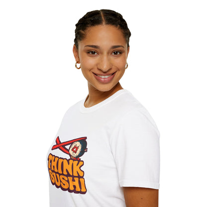 Sushi Lover T-Shirt - Think Sushi graphic tee for foodies, casual wear, gift for sushi lovers, summer style, food-themed shirt