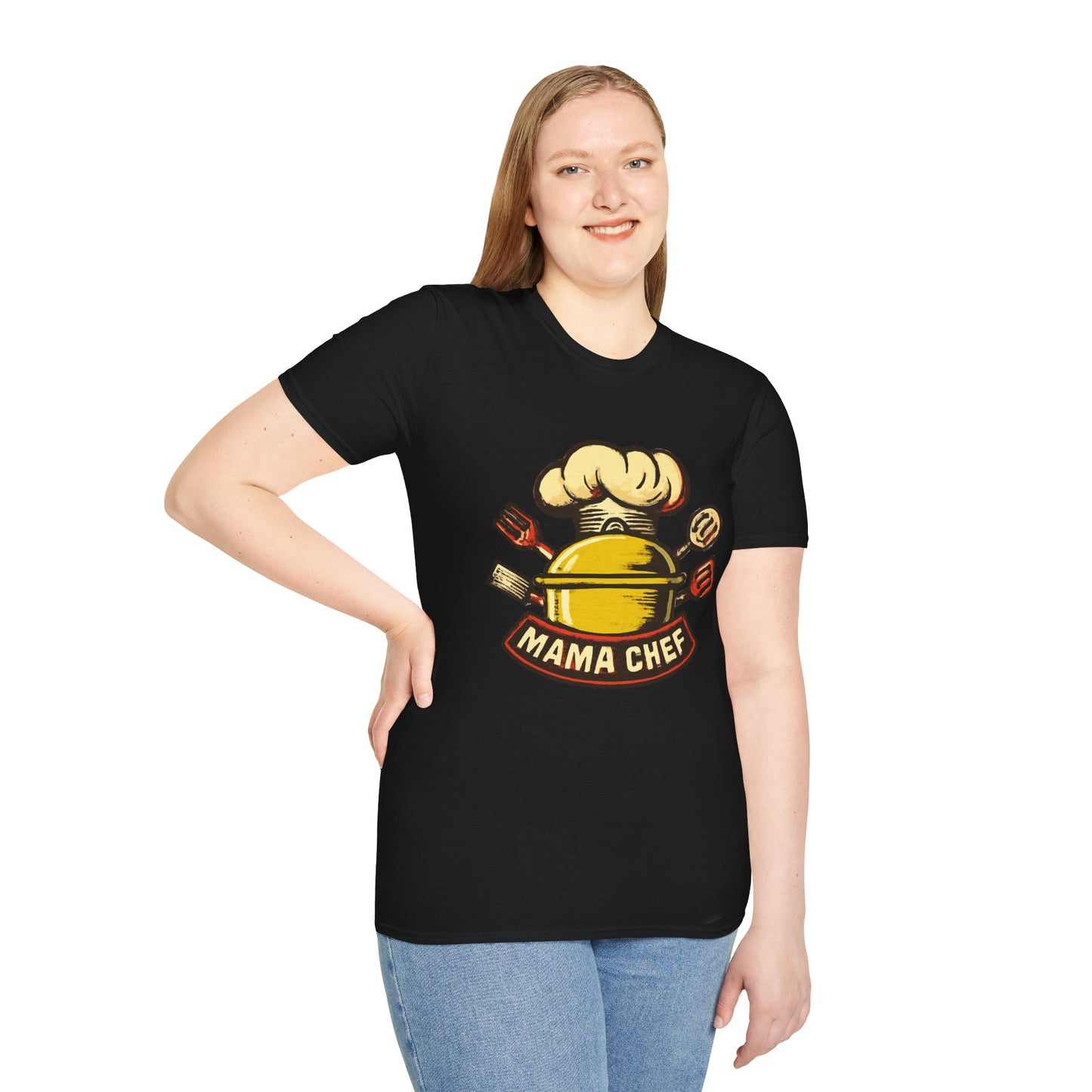 Mama Chef Unisex Softstyle T-Shirt, Cooking Gift, Foodie Apparel, Chef Shirt, Kitchen Lover Tee, Culinary Humor