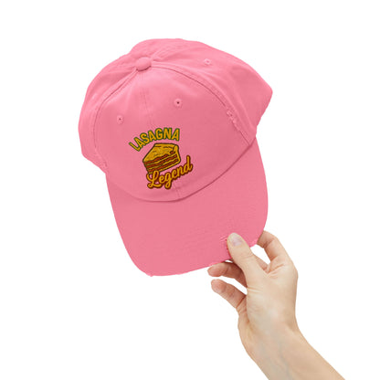 Lasagna Legend Unisex Distressed Cap, Funny Foodie Hat, Cooking Gift, Casual Wear, Culinary Humor, Cap for Food Lovers