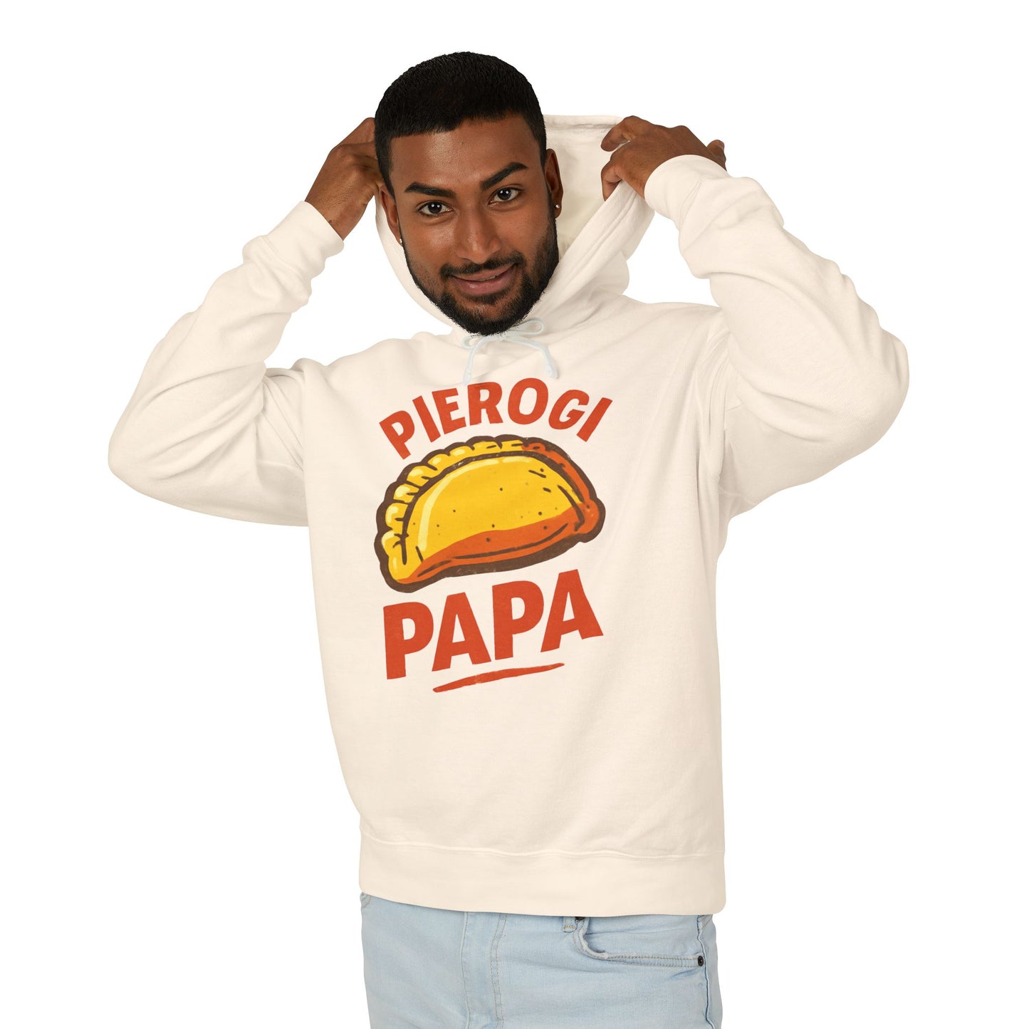 Funny Pierogi Papa Unisex Lightweight Hoodie, Foodie Apparel, Gift for Dad, Family Reunion, Casual Wear, Kitchen Lover