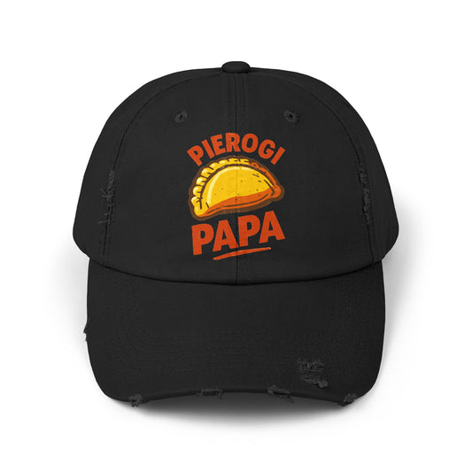 Pierogi Papa Distressed Cap, Funny Foodie Hat, Unisex Dad Hat, Gift for Food Lovers, Perfect for Father's Day, Casual Style