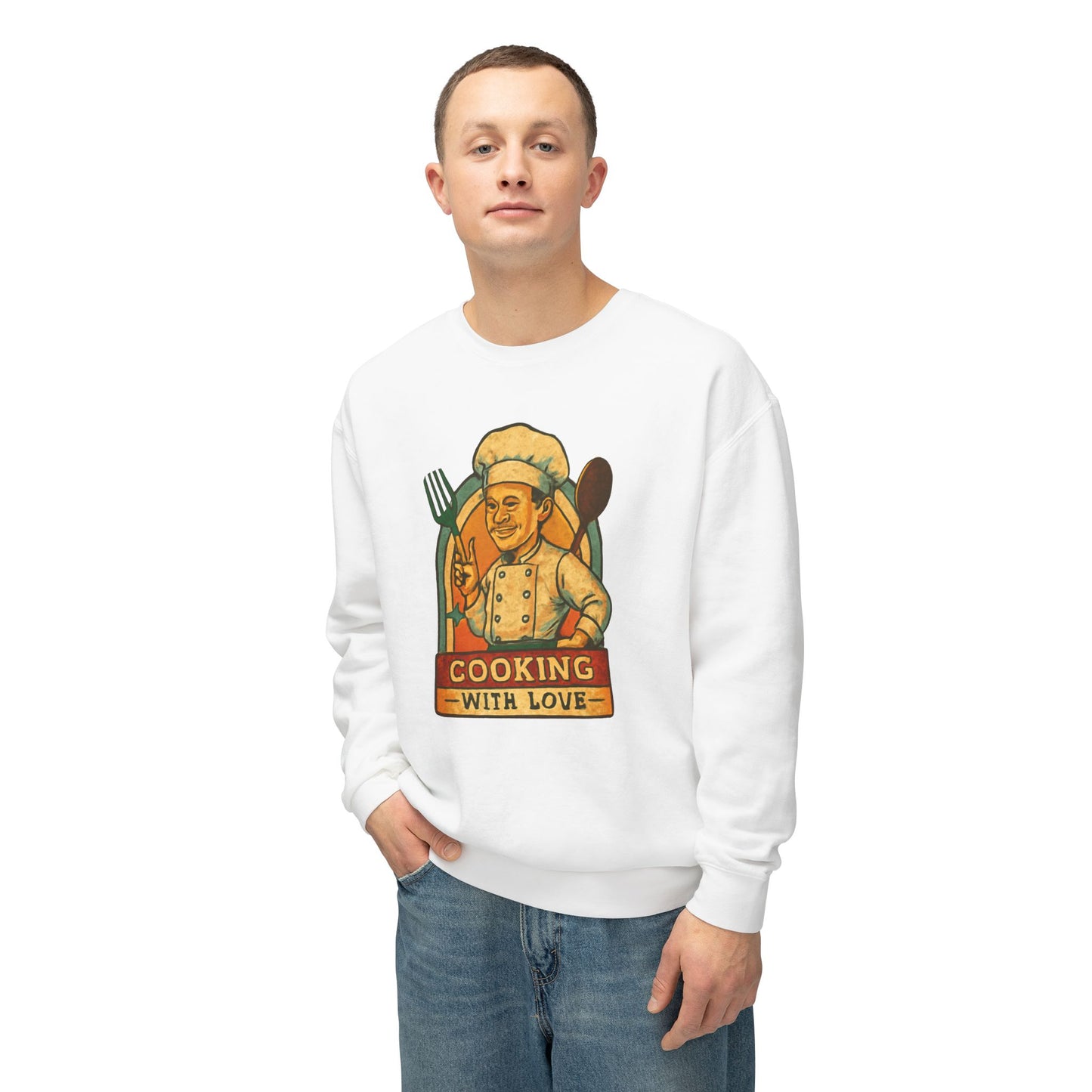 Cooking with Love Crewneck Sweatshirt - Perfect Gift for Chefs, Foodies, Kitchen Decor, Cooking Lovers, Cozy Wear