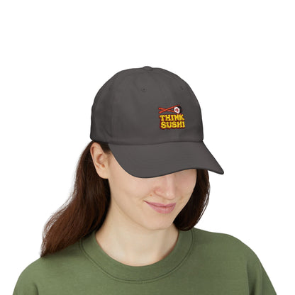 Sushi Lover's Dad Cap | Think Sushi Hat, Casual Wear, Summer Accessory, Gift for Foodies, Trendy Headwear