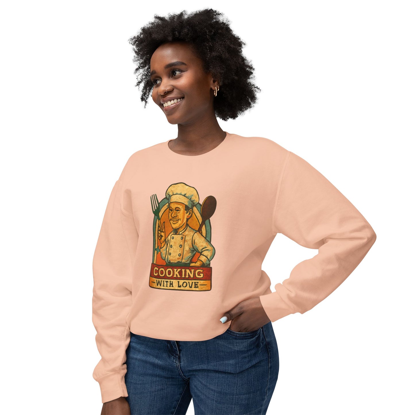 Cooking with Love Crewneck Sweatshirt - Perfect Gift for Chefs, Foodies, Kitchen Decor, Cooking Lovers, Cozy Wear