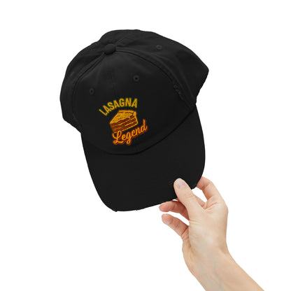 Lasagna Legend Unisex Distressed Cap, Funny Foodie Hat, Cooking Gift, Casual Wear, Culinary Humor, Cap for Food Lovers