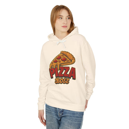 Pizza Boss Unisex Lightweight Hooded Sweatshirt, Funny Gift, Pizza Lover Apparel, Casual Wear, Foodie Fashion, Unique Hoodie