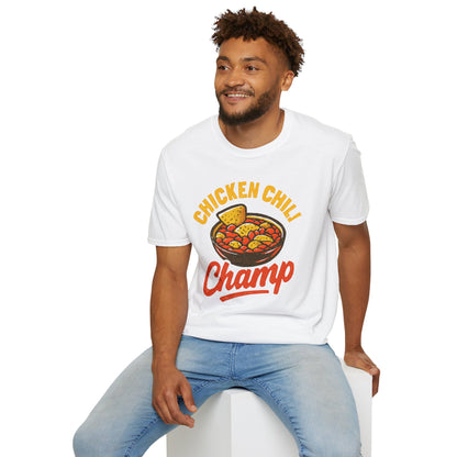 Chicken Chili Champ T-Shirt, Funny Cooking Shirt, Unisex Graphic Tee, Gift for Food Lovers, Casual Wear, Kitchen Humor