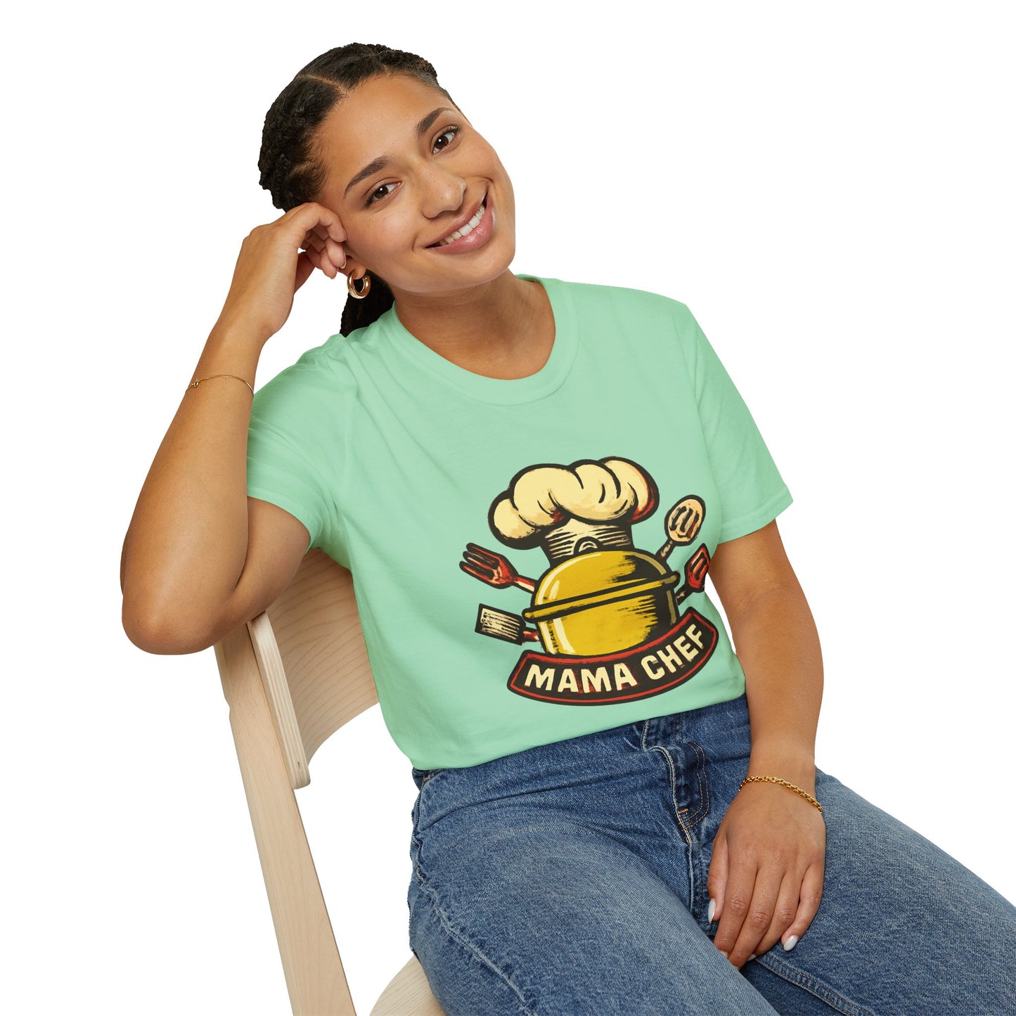 Mama Chef Unisex Softstyle T-Shirt, Cooking Gift, Foodie Apparel, Chef Shirt, Kitchen Lover Tee, Culinary Humor
