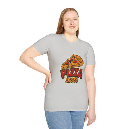 Pizza Boss Unisex Softstyle T-Shirt - Fun Foodie Gift, Casual Wear, Kitchen Enthusiast, Birthday Present, Pizza Lover Apparel