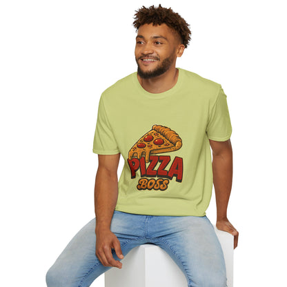 Pizza Boss Unisex Softstyle T-Shirt - Fun Foodie Gift, Casual Wear, Kitchen Enthusiast, Birthday Present, Pizza Lover Apparel