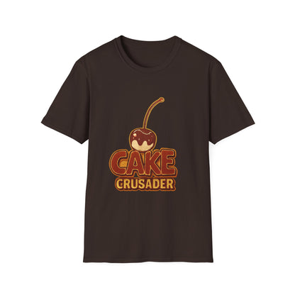 Cake Crusader Unisex Softstyle T-Shirt, Funny Dessert Tee, Gift for Bakers, Birthday Celebration, Foodie Humor Shirt