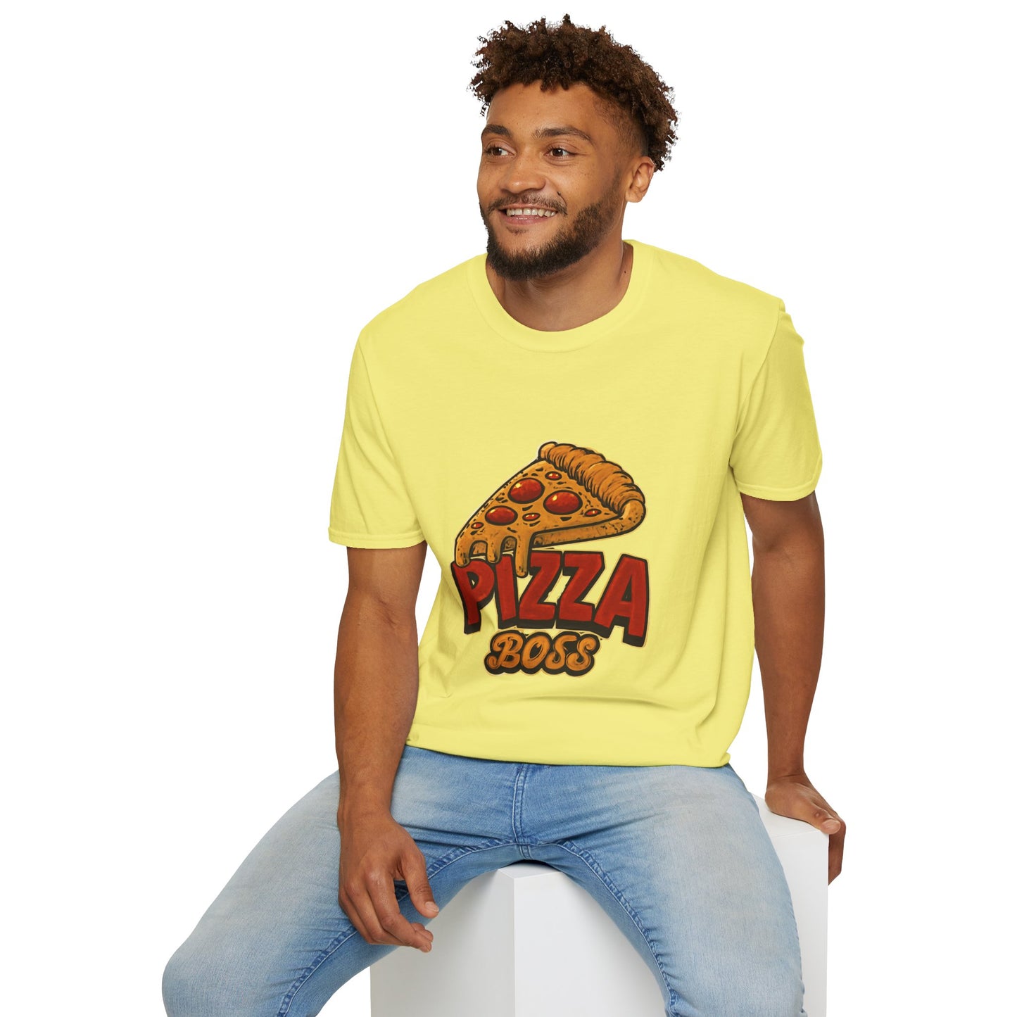 Pizza Boss Unisex Softstyle T-Shirt - Fun Foodie Gift, Casual Wear, Kitchen Enthusiast, Birthday Present, Pizza Lover Apparel