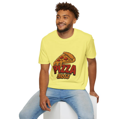 Pizza Boss Unisex Softstyle T-Shirt - Fun Foodie Gift, Casual Wear, Kitchen Enthusiast, Birthday Present, Pizza Lover Apparel