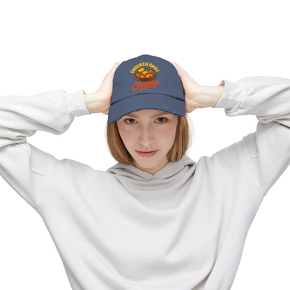Chicken Chili Champ Unisex Distressed Cap - Perfect for Food Lovers, Casual Outings, BBQs, Cooking Events, Gift for Cooks
