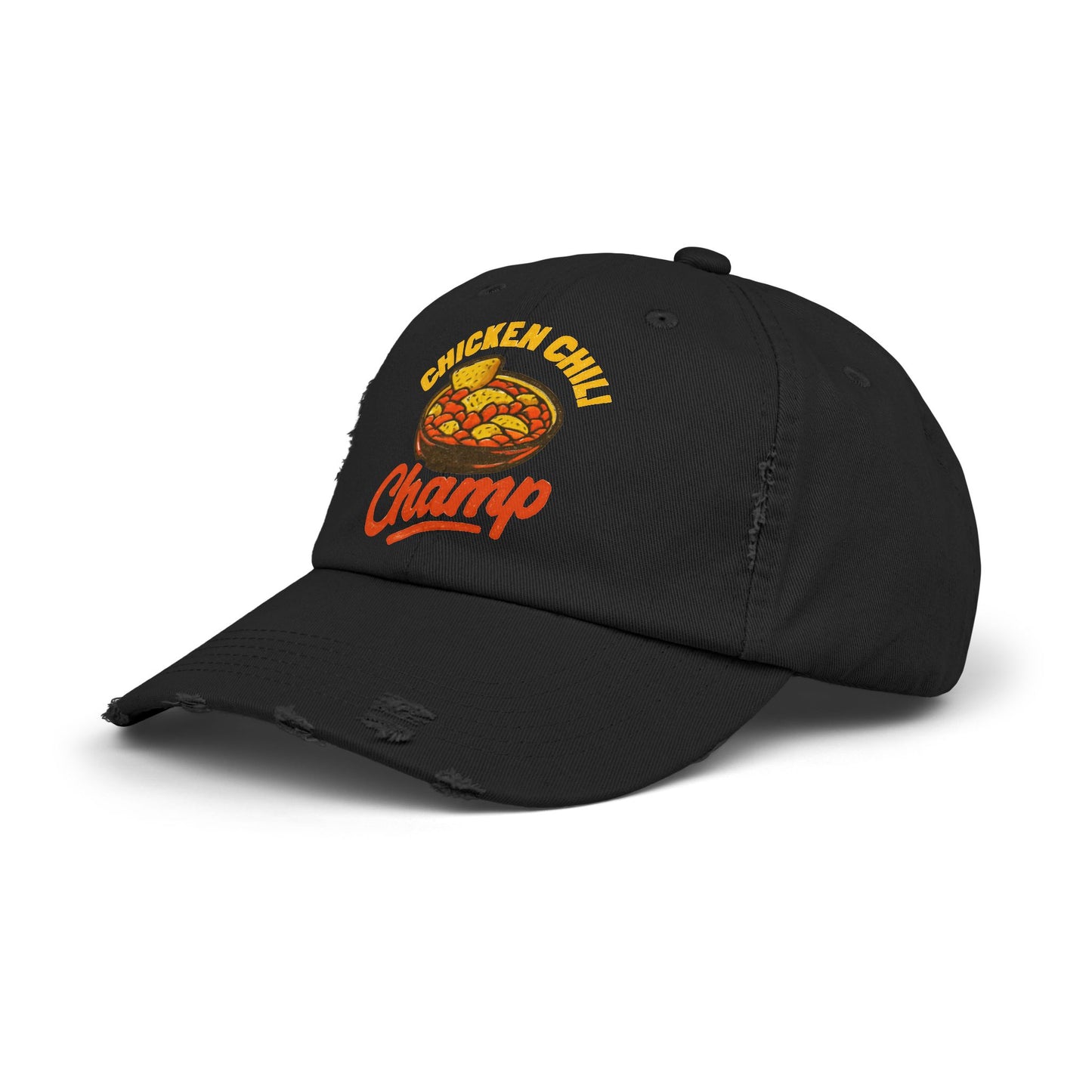 Chicken Chili Champ Unisex Distressed Cap - Perfect for Food Lovers, Casual Outings, BBQs, Cooking Events, Gift for Cooks