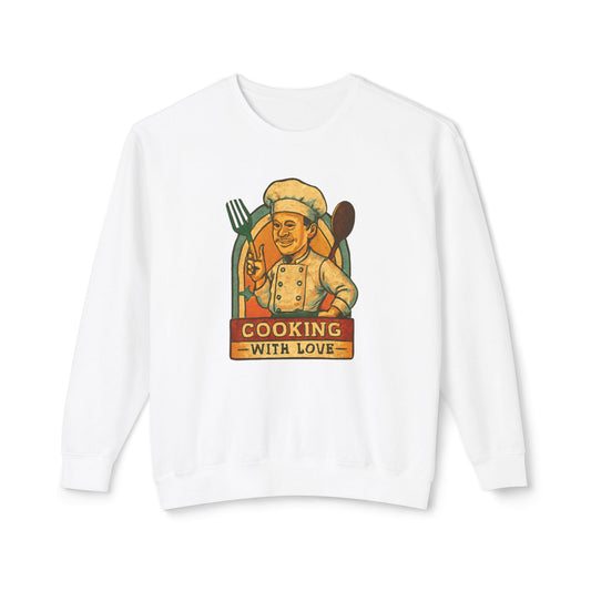 Cooking with Love Crewneck Sweatshirt - Perfect Gift for Chefs, Foodies, Kitchen Decor, Cooking Lovers, Cozy Wear