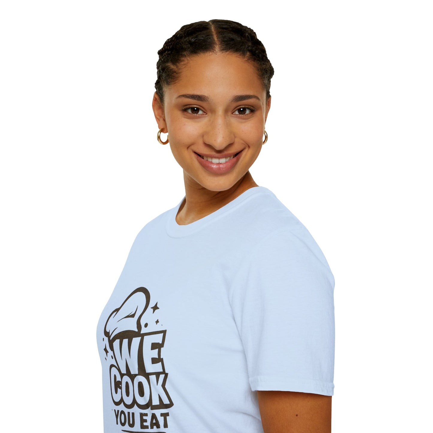 Chef's Humor T-Shirt, Funny Cooking Top, We Cook You Eat Tee, Gift for Foodies, Unisex Kitchen Shirt
