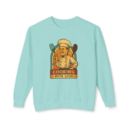 Cooking with Love Crewneck Sweatshirt - Perfect Gift for Chefs, Foodies, Kitchen Decor, Cooking Lovers, Cozy Wear