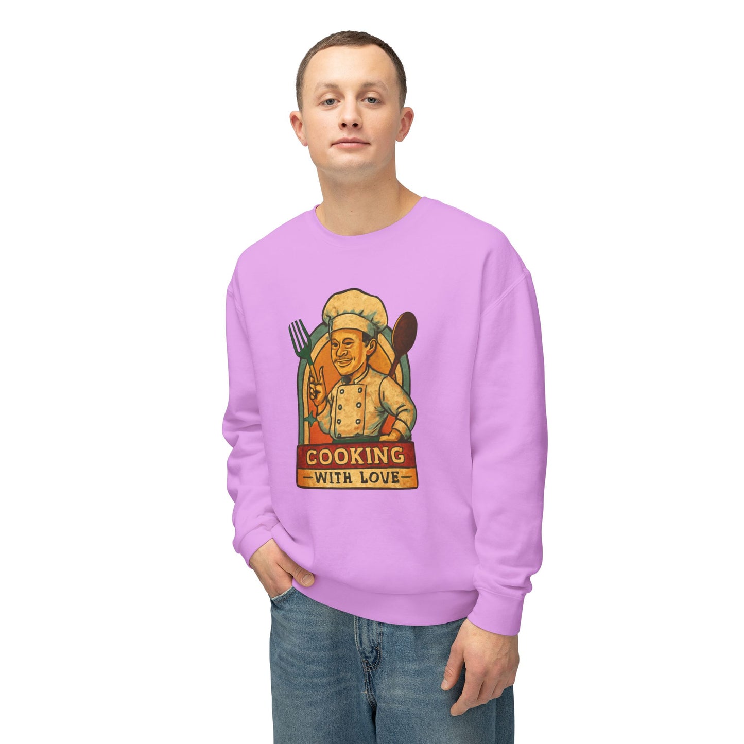 Cooking with Love Crewneck Sweatshirt - Perfect Gift for Chefs, Foodies, Kitchen Decor, Cooking Lovers, Cozy Wear