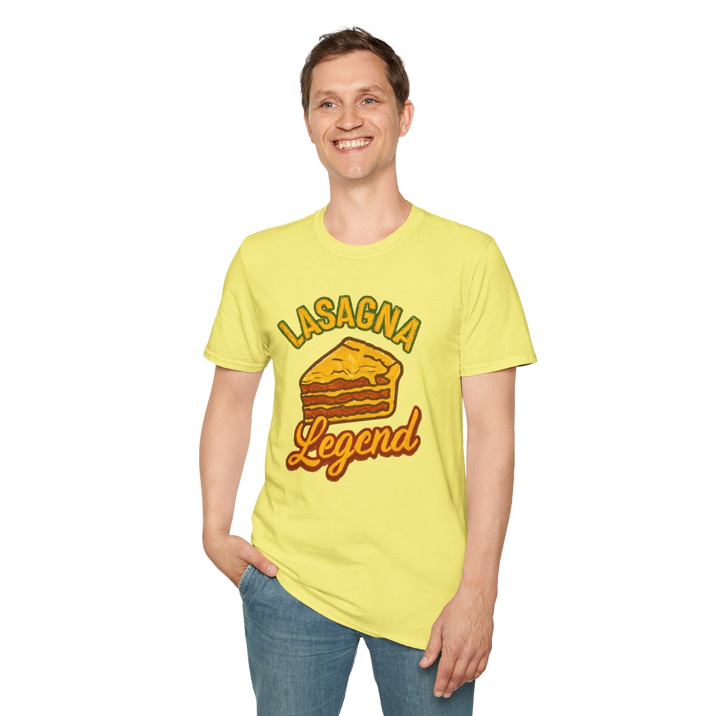 Lasagna Legend Unisex Softstyle T-Shirt, Fun Foodie Tee, Cooking Humor Shirt, Gift for Chefs, Casual Everyday Wear