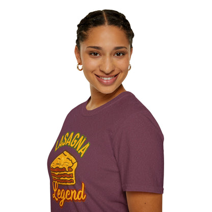 Lasagna Legend Unisex Softstyle T-Shirt, Fun Foodie Tee, Cooking Humor Shirt, Gift for Chefs, Casual Everyday Wear