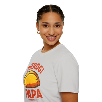 Pierogi Papa Unisex Softstyle T-Shirt, Funny Foodie Gift, Dad's Day Shirt, Family Gathering Apparel, Potluck Party Tee