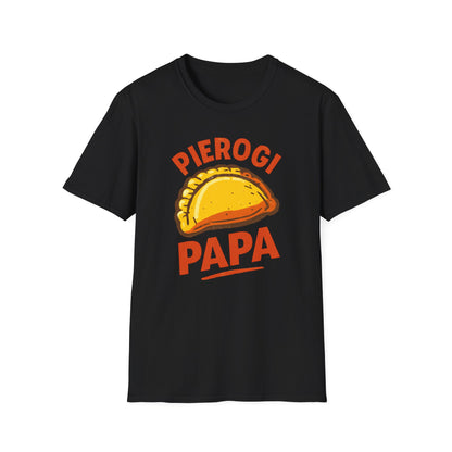 Pierogi Papa Unisex Softstyle T-Shirt, Funny Foodie Gift, Dad's Day Shirt, Family Gathering Apparel, Potluck Party Tee