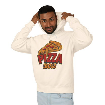 Pizza Boss Unisex Lightweight Hooded Sweatshirt, Funny Gift, Pizza Lover Apparel, Casual Wear, Foodie Fashion, Unique Hoodie