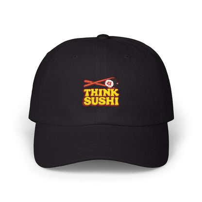 Sushi Lover's Dad Cap | Think Sushi Hat, Casual Wear, Summer Accessory, Gift for Foodies, Trendy Headwear