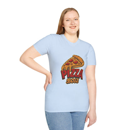 Pizza Boss Unisex Softstyle T-Shirt - Fun Foodie Gift, Casual Wear, Kitchen Enthusiast, Birthday Present, Pizza Lover Apparel