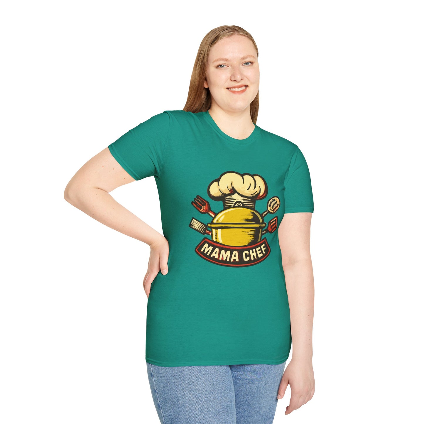 Mama Chef Unisex Softstyle T-Shirt, Cooking Gift, Foodie Apparel, Chef Shirt, Kitchen Lover Tee, Culinary Humor