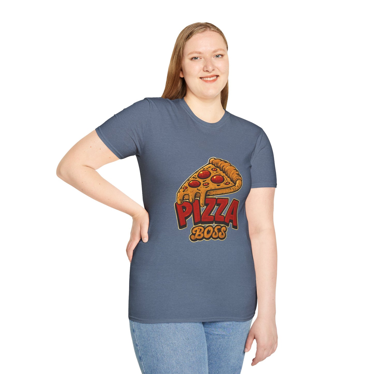 Pizza Boss Unisex Softstyle T-Shirt - Fun Foodie Gift, Casual Wear, Kitchen Enthusiast, Birthday Present, Pizza Lover Apparel