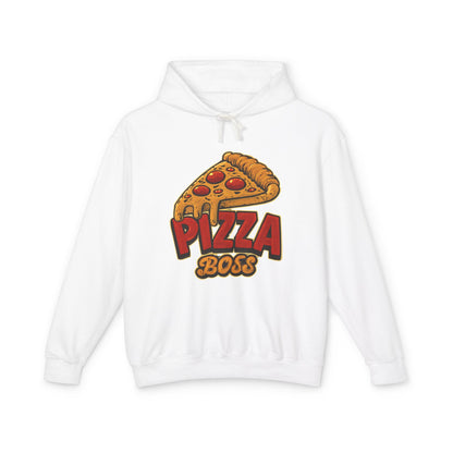 Pizza Boss Unisex Lightweight Hooded Sweatshirt, Funny Gift, Pizza Lover Apparel, Casual Wear, Foodie Fashion, Unique Hoodie