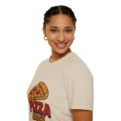 Pizza Boss Unisex Softstyle T-Shirt - Fun Foodie Gift, Casual Wear, Kitchen Enthusiast, Birthday Present, Pizza Lover Apparel