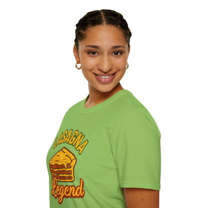 Lasagna Legend Unisex Softstyle T-Shirt, Fun Foodie Tee, Cooking Humor Shirt, Gift for Chefs, Casual Everyday Wear