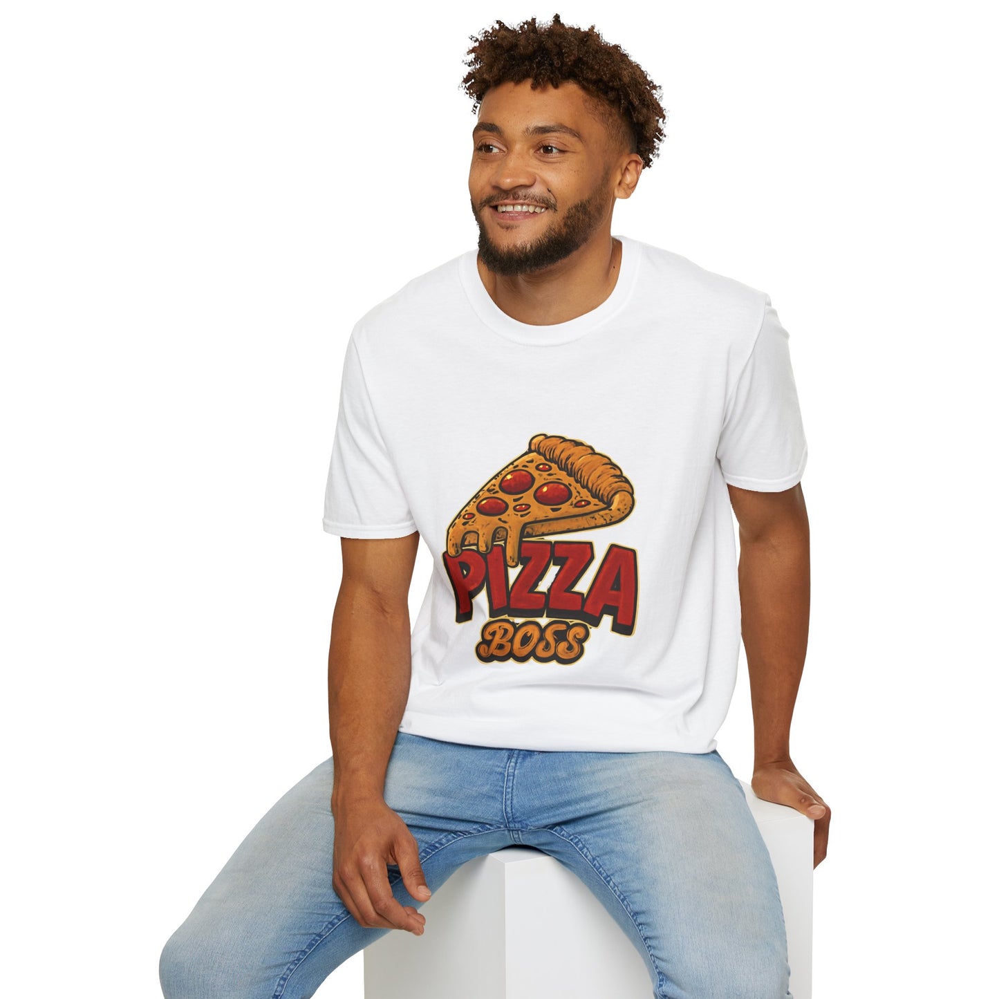 Pizza Boss Unisex Softstyle T-Shirt - Fun Foodie Gift, Casual Wear, Kitchen Enthusiast, Birthday Present, Pizza Lover Apparel