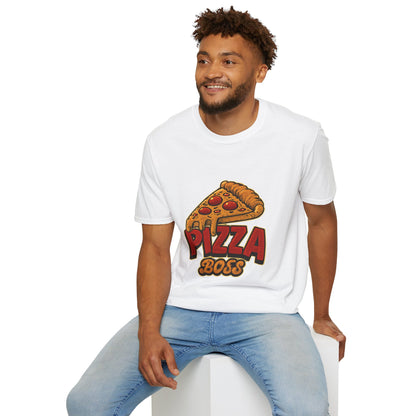 Pizza Boss Unisex Softstyle T-Shirt - Fun Foodie Gift, Casual Wear, Kitchen Enthusiast, Birthday Present, Pizza Lover Apparel