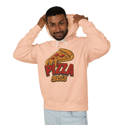 Pizza Boss Unisex Lightweight Hooded Sweatshirt, Funny Gift, Pizza Lover Apparel, Casual Wear, Foodie Fashion, Unique Hoodie