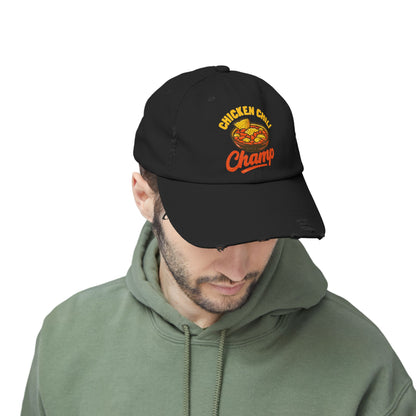 Chicken Chili Champ Unisex Distressed Cap - Perfect for Food Lovers, Casual Outings, BBQs, Cooking Events, Gift for Cooks