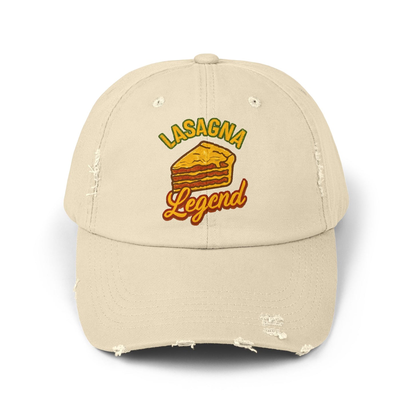 Lasagna Legend Unisex Distressed Cap, Funny Foodie Hat, Cooking Gift, Casual Wear, Culinary Humor, Cap for Food Lovers