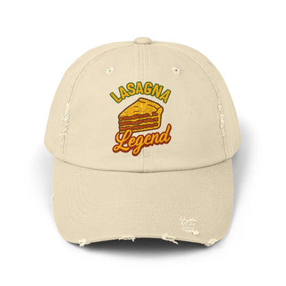 Lasagna Legend Unisex Distressed Cap, Funny Foodie Hat, Cooking Gift, Casual Wear, Culinary Humor, Cap for Food Lovers