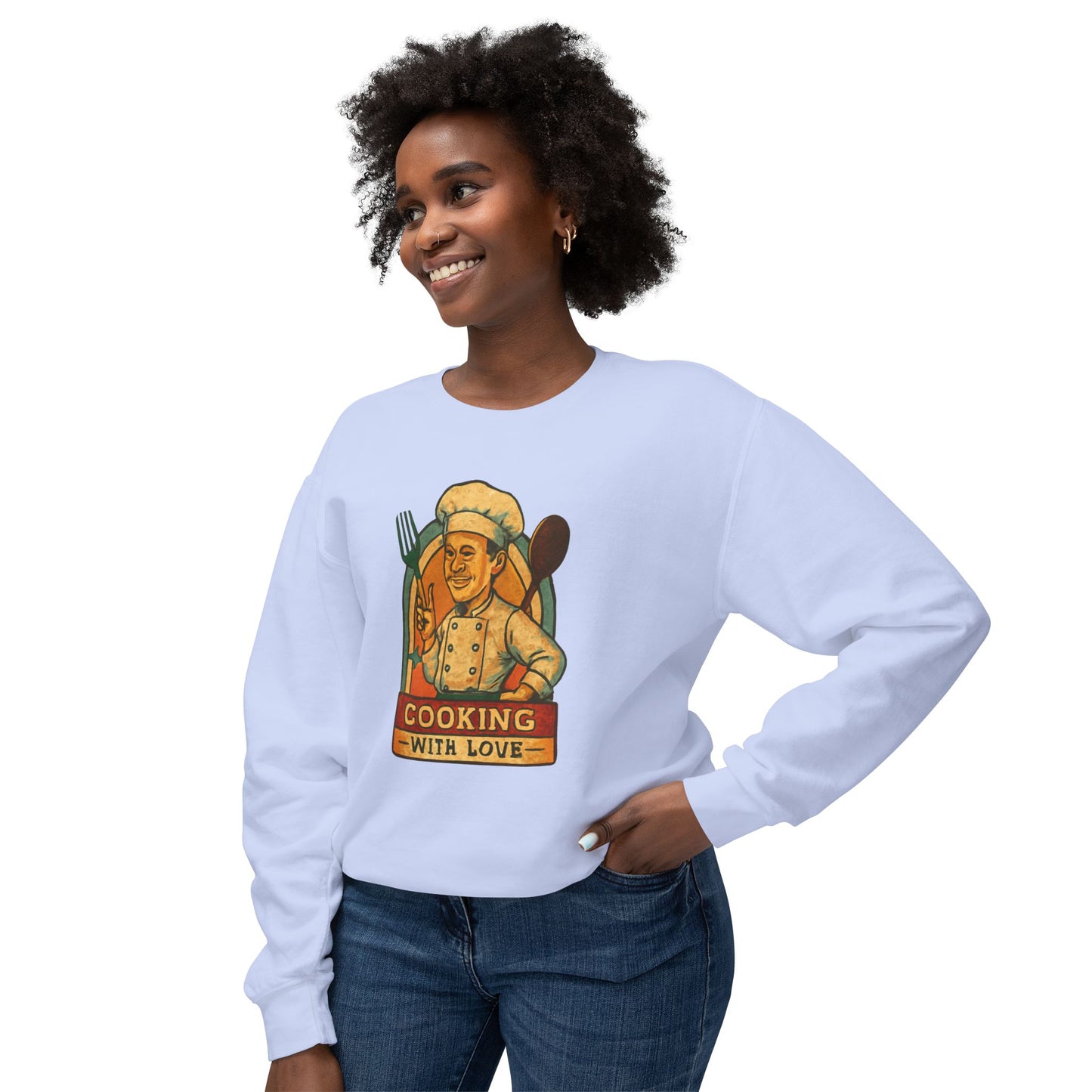 Cooking with Love Crewneck Sweatshirt - Perfect Gift for Chefs, Foodies, Kitchen Decor, Cooking Lovers, Cozy Wear