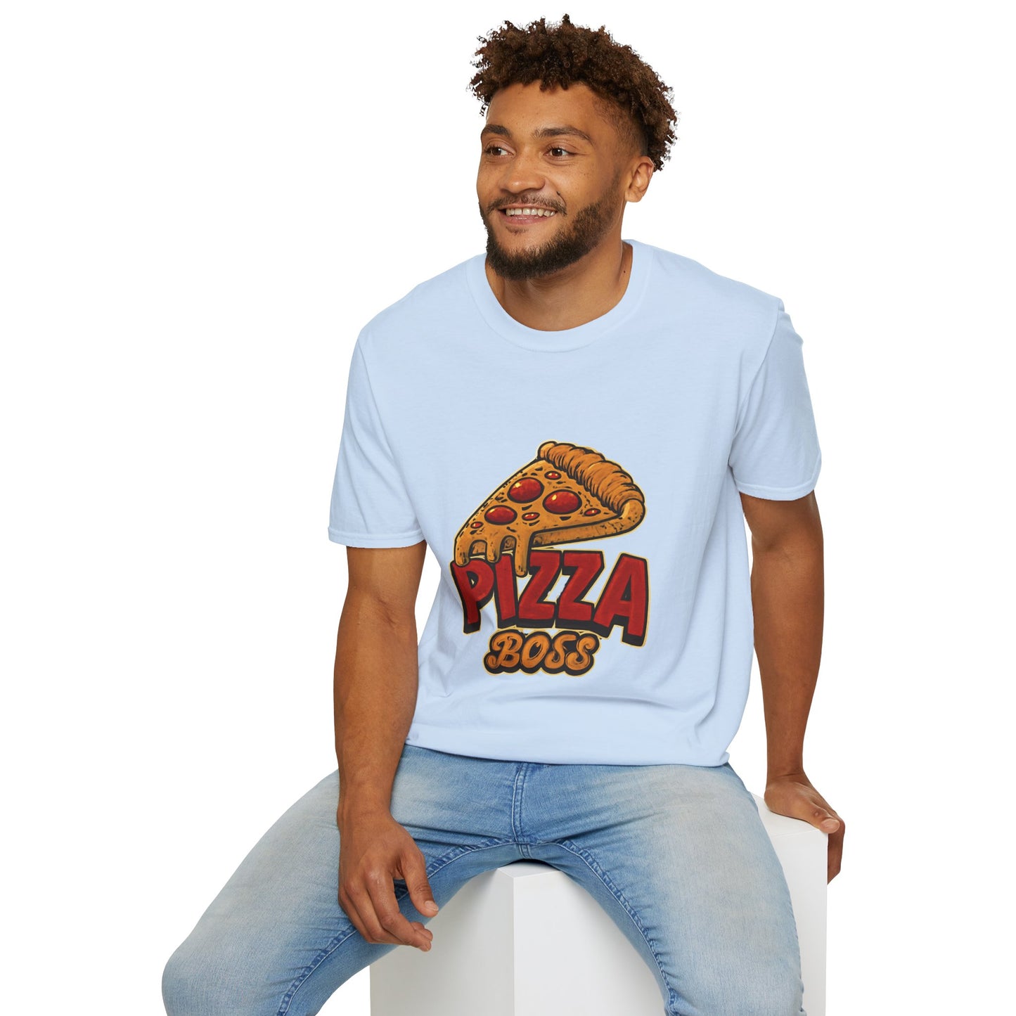 Pizza Boss Unisex Softstyle T-Shirt - Fun Foodie Gift, Casual Wear, Kitchen Enthusiast, Birthday Present, Pizza Lover Apparel