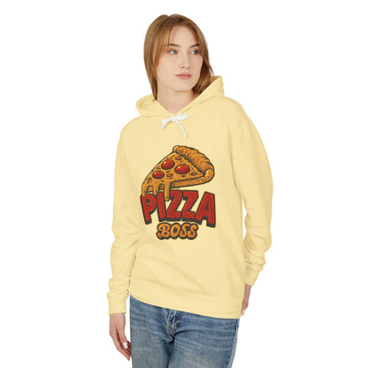 Pizza Boss Unisex Lightweight Hooded Sweatshirt, Funny Gift, Pizza Lover Apparel, Casual Wear, Foodie Fashion, Unique Hoodie