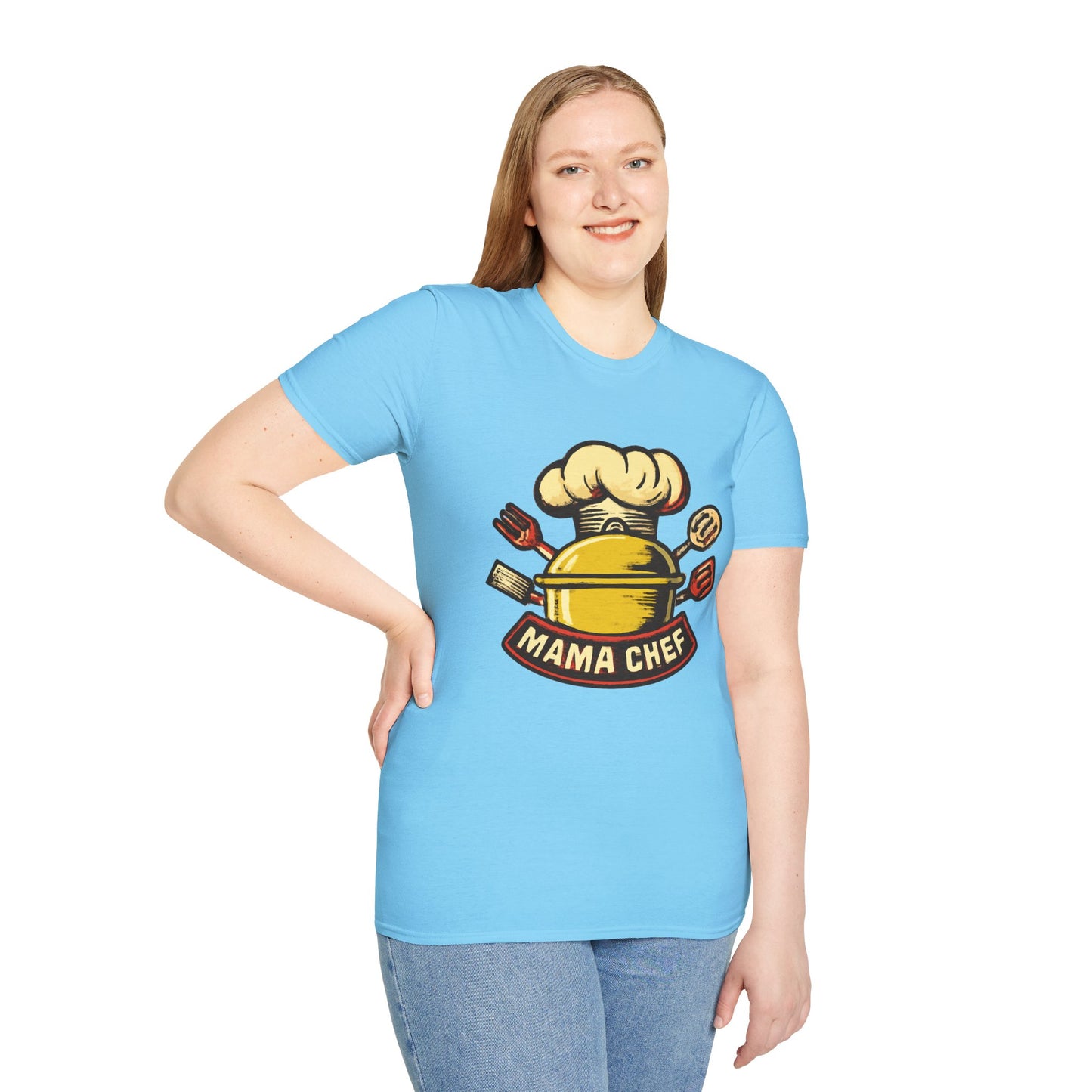 Mama Chef Unisex Softstyle T-Shirt, Cooking Gift, Foodie Apparel, Chef Shirt, Kitchen Lover Tee, Culinary Humor