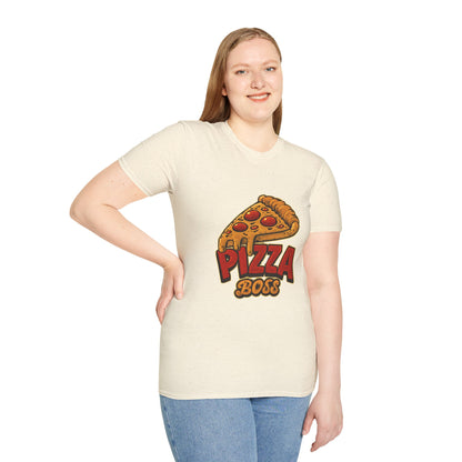 Pizza Boss Unisex Softstyle T-Shirt - Fun Foodie Gift, Casual Wear, Kitchen Enthusiast, Birthday Present, Pizza Lover Apparel