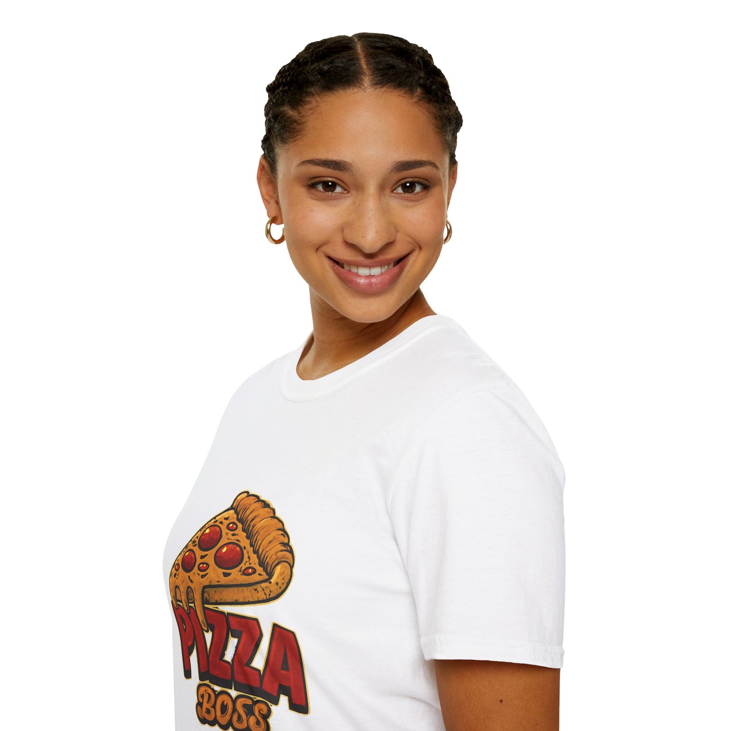 Pizza Boss Unisex Softstyle T-Shirt - Fun Foodie Gift, Casual Wear, Kitchen Enthusiast, Birthday Present, Pizza Lover Apparel